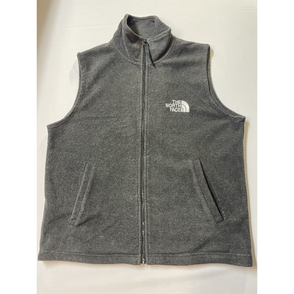 North Face Gordon Lyons Vest Mens L Dark Gray Full Zip Fleece Sweater